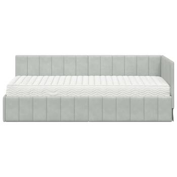 Eckbettgestell mit Matratze 2 stk. Hellgrau 80 x 200 cm Samt