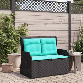 ARDEBO.de - Gartenbank Schwarz Poly-Rattan