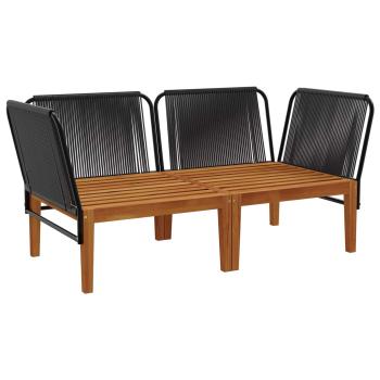 2 stk. Massives Akazienholz & Seil Natur