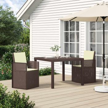 ARDEBO.de - Garten Essgruppe 3 stk. Braun und Creme PP
