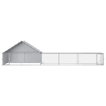 Hühnerstall mit Dach und Hof 2 Stk. Silber 8 x 2 x 1,9 m