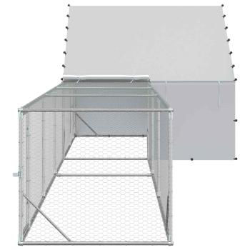Hühnerstall mit Dach und Hof 2 Stk. Silber 8 x 2 x 1,9 m