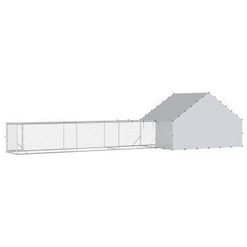 Hühnerstall mit Dach und Hof 2 Stk. Silber 8 x 2 x 1,9 m