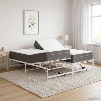 ARDEBO.de - Elektrisch verstellbares Bettgestell Weiß 90 x 213 cm Stahl