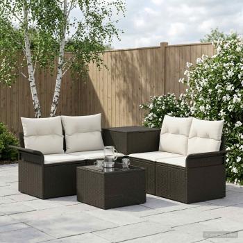 ARDEBO.de - Sofa Set 6 stk. 4-Sitzanzahl Schwarz und Cremeweiß