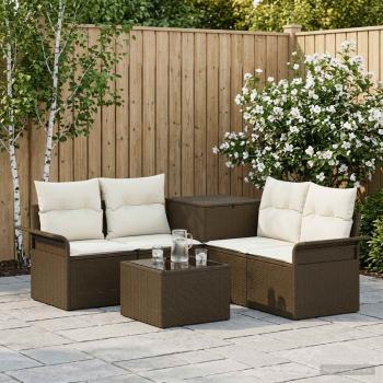 ARDEBO.de - Sofa Set 6 stk. 4-Sitzer Braun und Creme Weiß