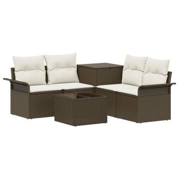 Sofa Set 6 stk. 4-Sitzer Braun und Creme Weiß