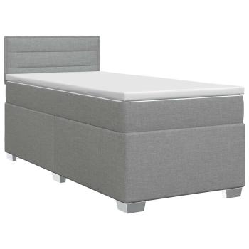 Boxspringbett mit Matratze Hellgrau 80 x 200 cm Stoff