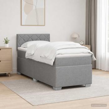 ARDEBO.de - Boxspringbett mit Matratze Hellgrau 80 x 200 cm Stoff