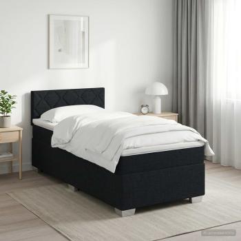 ARDEBO.de - Boxspringbett mit Matratze Schwarz 80 x 200 cm Stoff