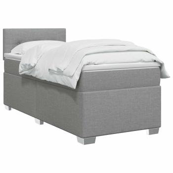 Boxspringbett mit Matratze Hellgrau 90 x 190 cm Stoff