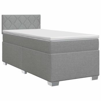 Boxspringbett mit Matratze Hellgrau 90 x 190 cm Stoff