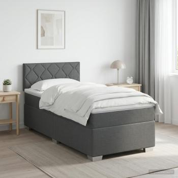 ARDEBO.de - Boxspringbett mit Matratze Dunkelgrau 100 x 200 cm Stoff