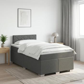 ARDEBO.de - Boxspringbett mit Matratze Dunkelgrau 120 x 200 cm Stoff