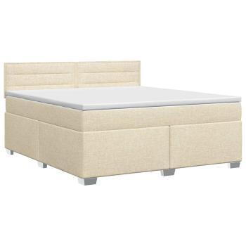 Boxspringbett mit Matratze Creme 140 x 190 cm Stoff