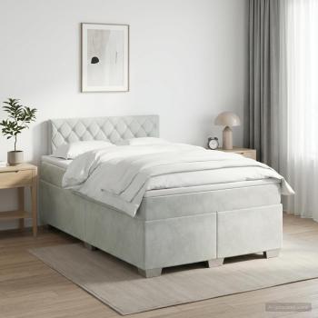 ARDEBO.de - Boxspringbett mit Matratze Hellgrau 120 x 200 cm Samt