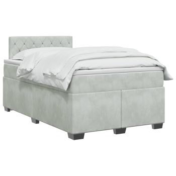Boxspringbett mit Matratze Hellgrau 120 x 200 cm Samt