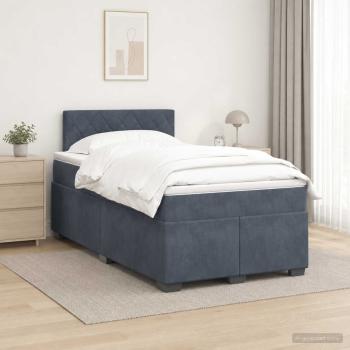ARDEBO.de - Boxspringbett mit Matratze Dunkelgrau 120 x 200 cm Samt