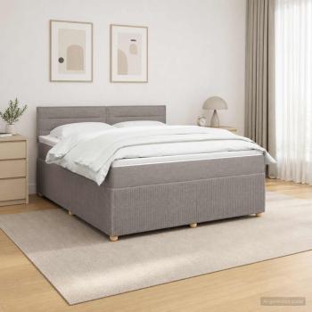 ARDEBO.de - Boxspringbett mit Matratze Taupe 140 x 190 cm Stoff