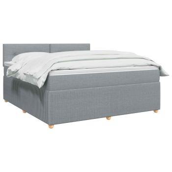 Boxspringbett mit Matratze Hellgrau 140 x 190 cm Stoff