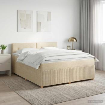 ARDEBO.de - Boxspringbett mit Matratze Creme 140 x 190 cm Stoff
