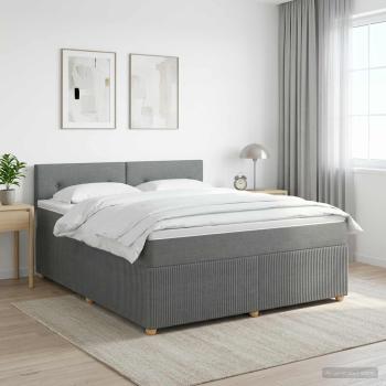 ARDEBO.de - Boxspringbett mit Matratze Dunkelgrau 140 x 200 cm Stoff