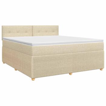 Boxspringbett mit Matratze Creme 140 x 200 cm Stoff