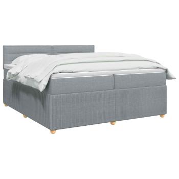 Boxspringbett mit Matratze Hellgrau 200 x 200 cm Stoff