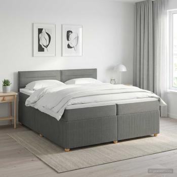 ARDEBO.de - Boxspringbett mit Matratze Dunkelgrau 200 x 200 cm Stoff
