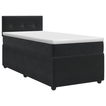 Boxspringbett mit Matratze Schwarz 80 x 200 cm Samt