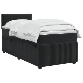 Boxspringbett mit Matratze Schwarz 80 x 200 cm Samt