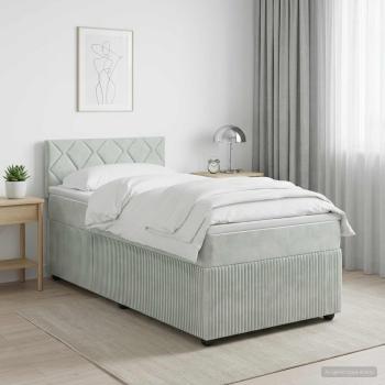 ARDEBO.de - Boxspringbett mit Matratze Hellgrau 80 x 200 cm Samt