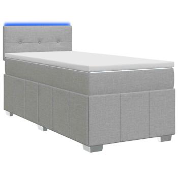 Boxspringbett mit Matratze Hellgrau 90 x 200 cm Stoff