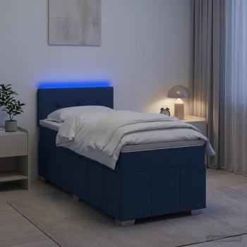 Boxspringbett mit Matratze mit Kopfteil Blau 90 x 200 cm Stoff