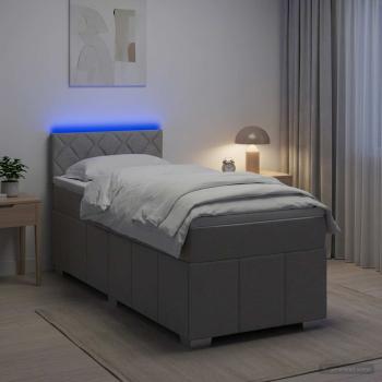 ARDEBO.de - Boxspringbett mit Matratze Hellgrau 90 x 200 cm Stoff
