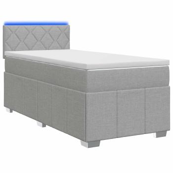 Boxspringbett mit Matratze Hellgrau 90 x 200 cm Stoff