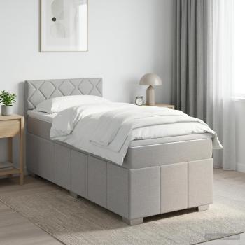 Boxspringbett mit Matratze Hellgrau 90 x 200 cm Stoff