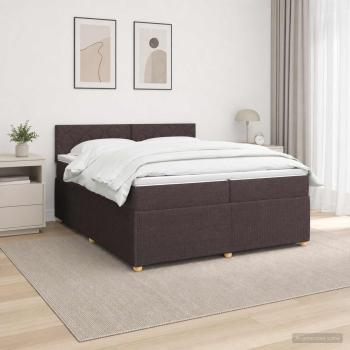 ARDEBO.de - Boxspringbett mit Matratze Dunkelbraun 200 x 200 cm Stoff