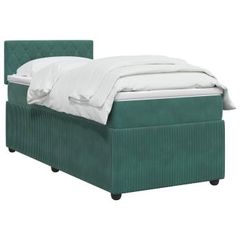 Boxspringbett mit Matratze Dunkelgrün 80 x 200 cm Samt