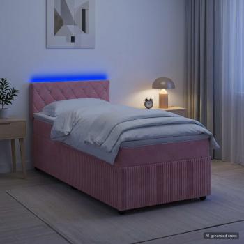 ARDEBO.de - Boxspringbett mit Matratze mit Kopfteil Rosa 80 x 200 cm Samt