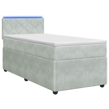 Boxspringbett mit Matratze Hellgrau 80 x 200 cm Samt