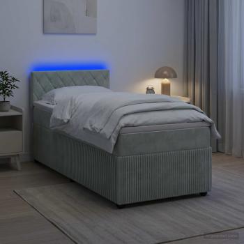 ARDEBO.de - Boxspringbett mit Matratze Hellgrau 90 x 190 cm Samt