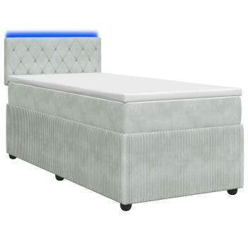Boxspringbett mit Matratze Hellgrau 90 x 190 cm Samt