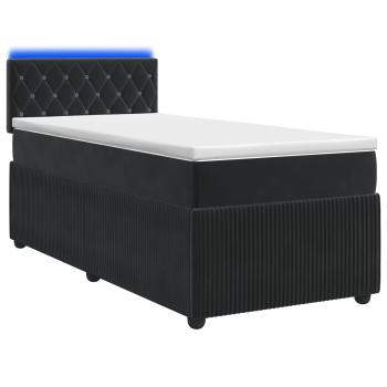 Boxspringbett mit Matratze Schwarz 90 x 190 cm Samt