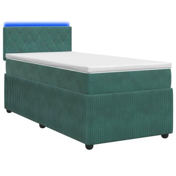 Boxspringbett mit Matratze Dunkelgrün 90 x 190 cm Samt