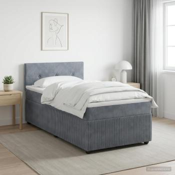 Boxspringbett mit Matratze Dunkelgrau 90 x 190 cm Samt