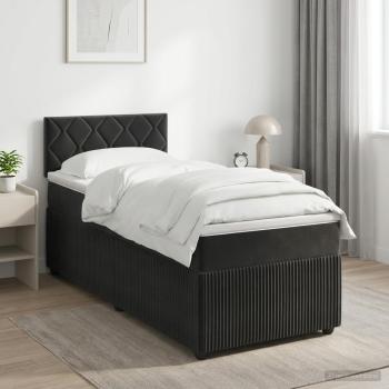 ARDEBO.de - Boxspringbett mit Matratze Schwarz 90 x 190 cm Samt