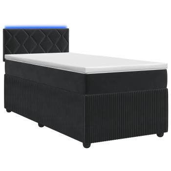 Boxspringbett mit Matratze Schwarz 90 x 190 cm Samt