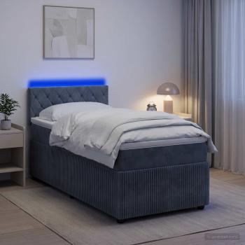 ARDEBO.de - Boxspringbett mit Matratze Dunkelgrau 90 x 200 cm Samt