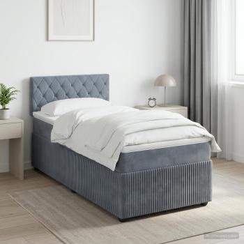 Boxspringbett mit Matratze Dunkelgrau 90 x 200 cm Samt